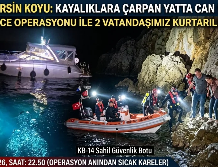 Kayalıklara çarpan yatta bulunanları sahil güvenlik kurtardı