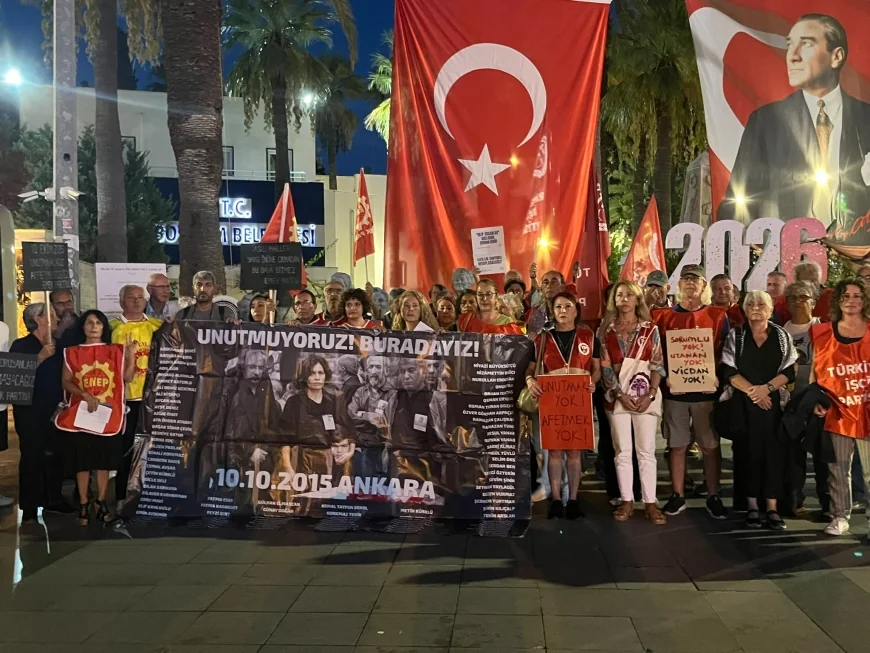 BODRUM’DA 10 EKİM ANKARA GAR KATLİAMI UNUTULMADI: “UNUTMADIK, UNUTTURMAYACAĞIZ!”