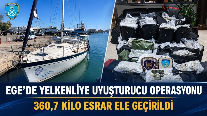 EGE’DE SAHİL GÜVENLİKTEN YELKENLİ TEKNEYE UYUŞTURUCU OPERASYONU! 360 KİLODAN FAZLA ESRAR ELE GEÇİRİLDİ