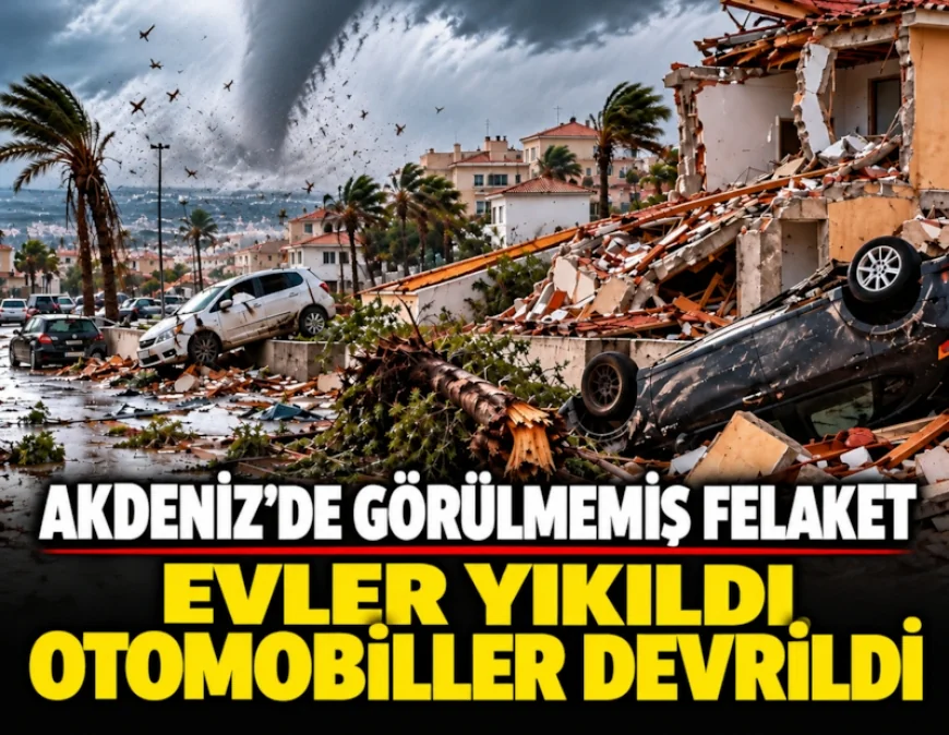 AKDENİZ’DEKİ TURİSTİK ADADA HORTUM DEHŞETİ! EVLER YIKILDI, ARAÇLAR SAVRULDU