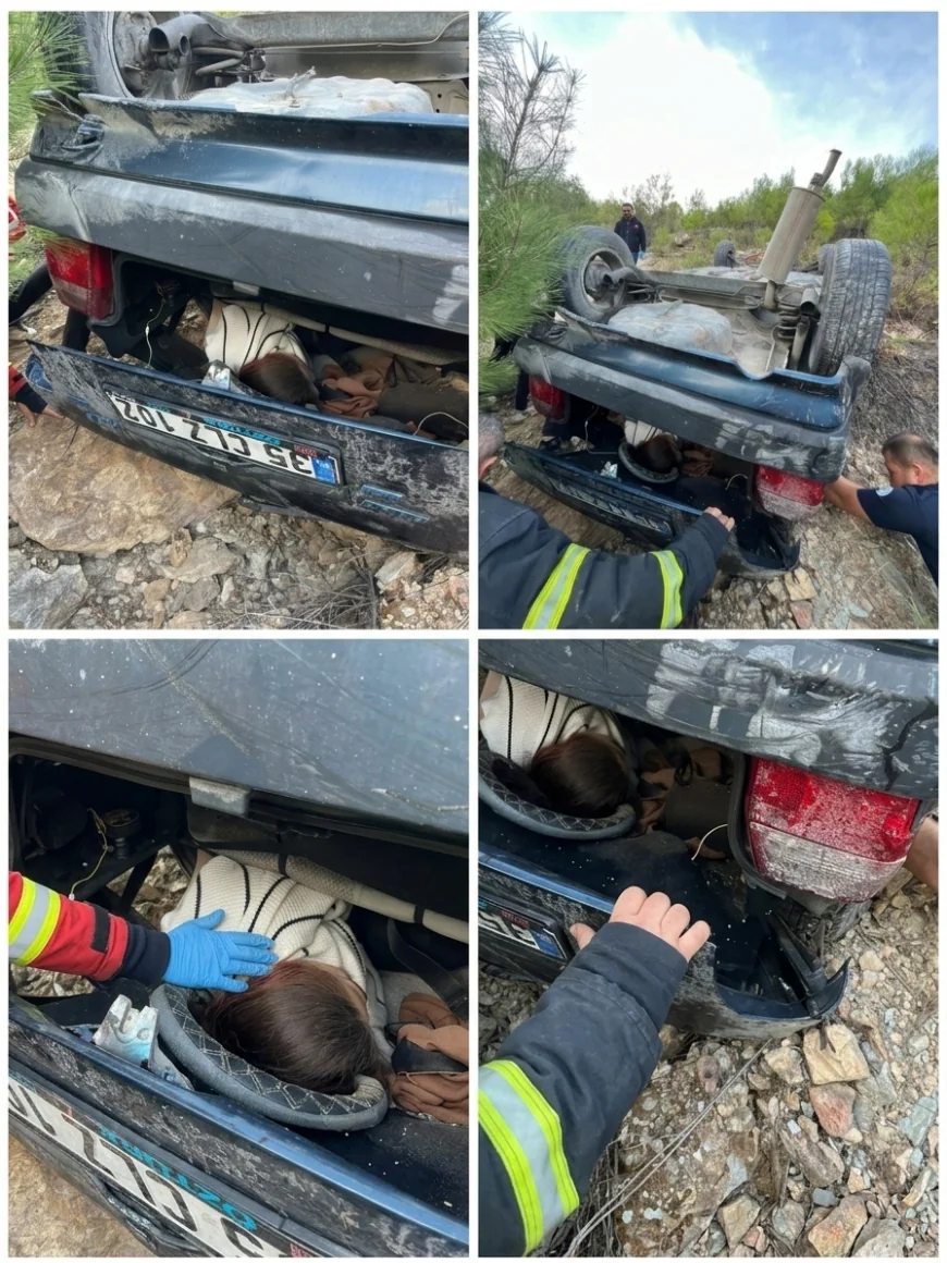OTOMOBİL UÇURUMA UÇTU: YARALILAR VAR!