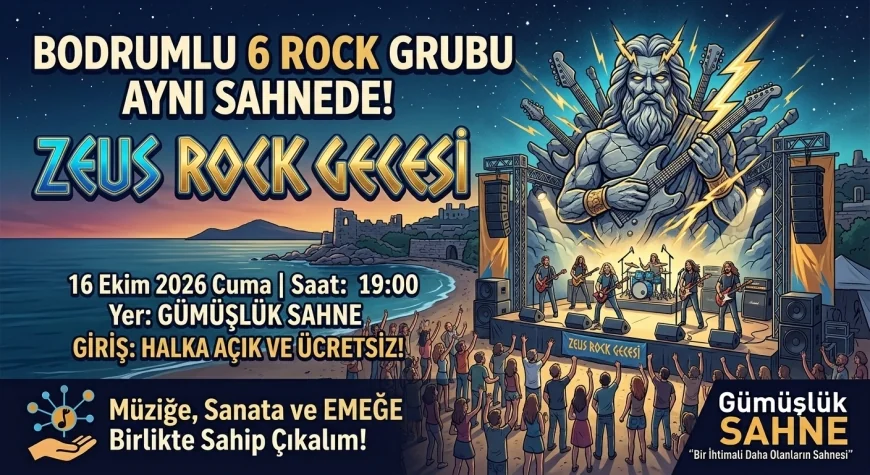 Bodrumlu 6 Rock Grubu Gümüşlük Sahne’de Buluşuyor: "Zeus Rock Gecesi" İle Sanata Dayanışma Çağrısı