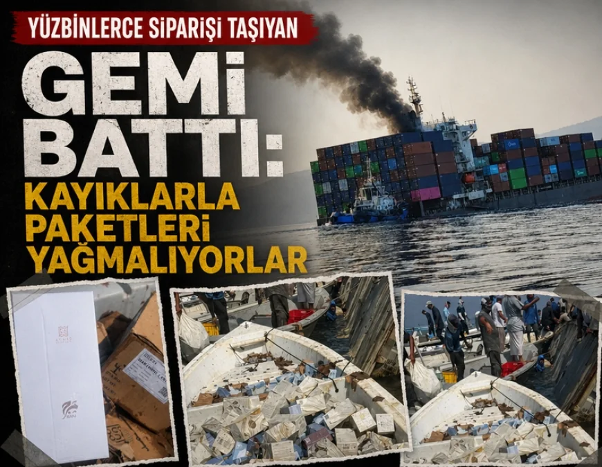 2 BİN 500 KONTEYNER TAŞIYAN GEMİ BATTI! DENİZE SAÇILAN YÜKLERİ YAĞMALADILAR