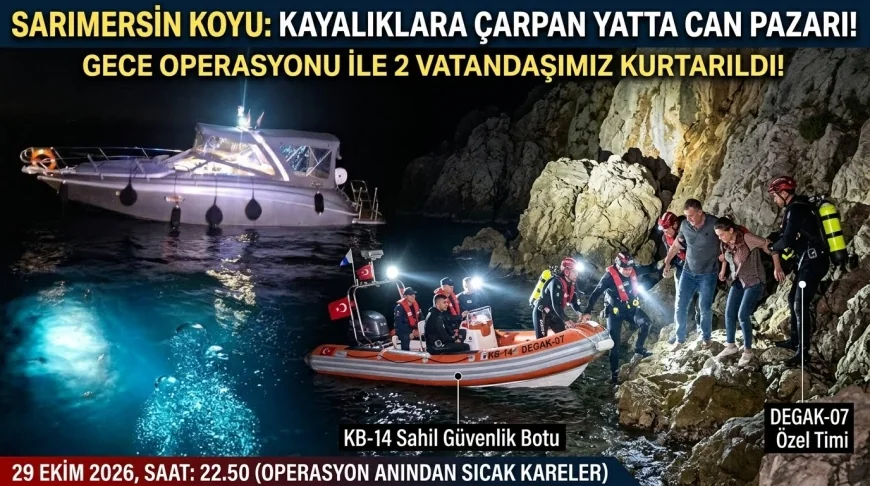 Kayalıklara çarpan yatta bulunanları sahil güvenlik kurtardı